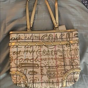 Coach Heritage Graffiti Gold Tote